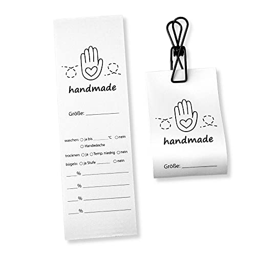 Labels zum Beschriften - Textiletiketten zum Annähen, Waschanleitung zum Ausfüllen, Pflegeetikett, Carelabels, Textilkennzeichnung, Pflegehinweise zum Beschriften - 16 Motive zur Wahl