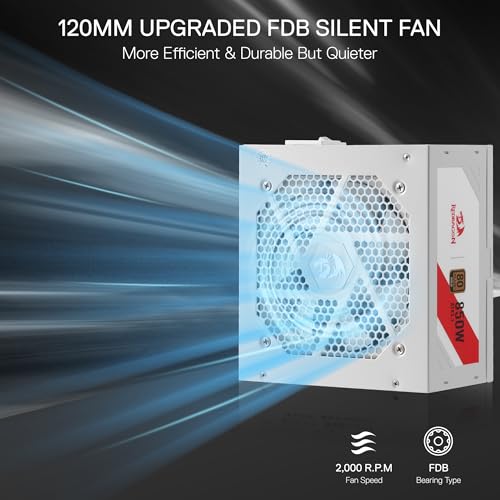 Image of Redragon RGMS-850W PRO 80+ Gold 850 Watt Power Supply w /ATX 3.1 & PCIe 5.1 Ready, Non-Modular Active PFC, Compact 150mm Size, 120mm Low Noise Fan, 100% Japanese Capacitors