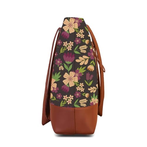 Image of The Purple Tree Handcrafted Women's Tote Bag with Vegan Leather Handles & Indian Prints, Shoulder Tote Bag and Handbag for Office and College (Pack of 1)