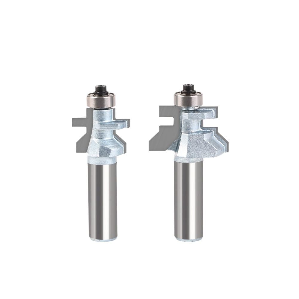 Punta per fresa per scanalatura 2 pezzi 1/2in gambo V-Groove lingua router bit, cuscinetto a sfere in acciaio ad alta velocità fresa for lavorazione del legno for giunti di precisione