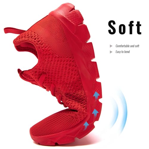 Image of Men Running Shoes Tennis Walking Gym Slip On Athletic Fashion Sneakers Lightweight Breathable Sport Shoe Red Size 7