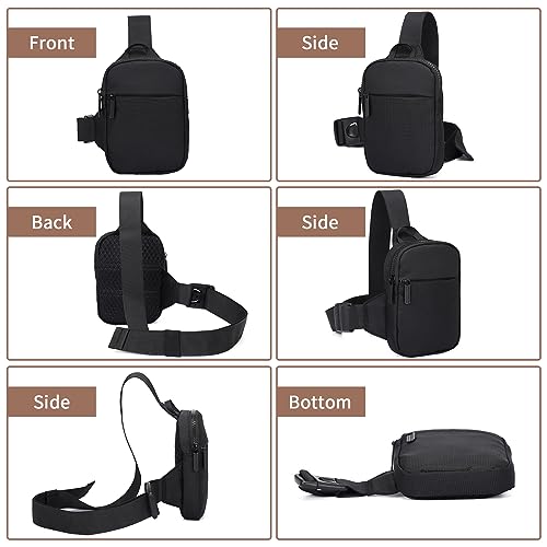 ليزبين حقيبة كتف صغيرة للنساء والرجال، حقيبة فاني باك بحمالة، حقيبة كروس صغيرة بحمالة صدر، حقيبة كتف خفيفة الوزن للسفر والمشي لمسافات طويلة (أسود)