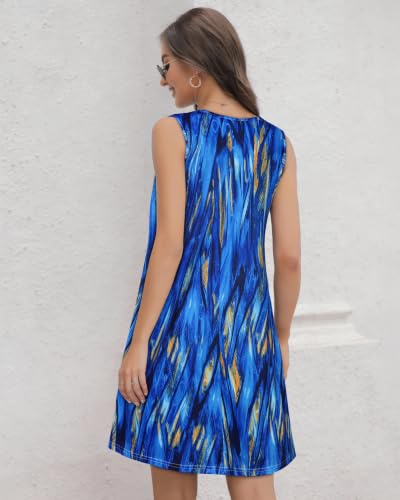 Image of Summer Dresses for Women 2026 Casual Sleeveless Sundress Floral Loose Fit Beach Cover Up with Pocket
