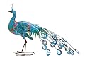 Deco 79 Metal Peacock Decorative Garden Sculpture Indoor Outdoor Garden Statue with Crystal Accents, Outdoor Sculpture 31" x 7" x 20", Teal