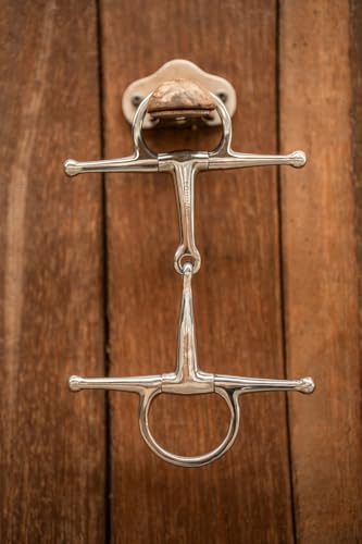 Equinate Schenkeltrense Edelstahl 16mm einfach gebrochen 14,5cm - Anatomisch geformtes maulfreundliches Gebiss mit sanfter Einwirkung - Lasergravierte Größenangabe - Knebeltrense