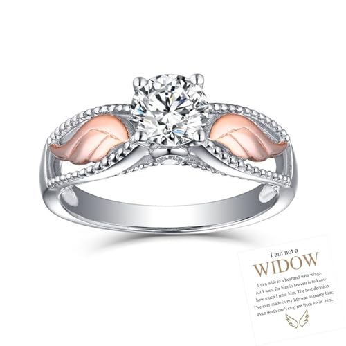 Angyape Im a Wife to a Husband Circle Wings Memorial Ring Hug From Heaven Ring Hug From Heaven Circle Wings Memorial Rings Fashion Angel Wing Rings for Women Inspirational Jewelry(8)