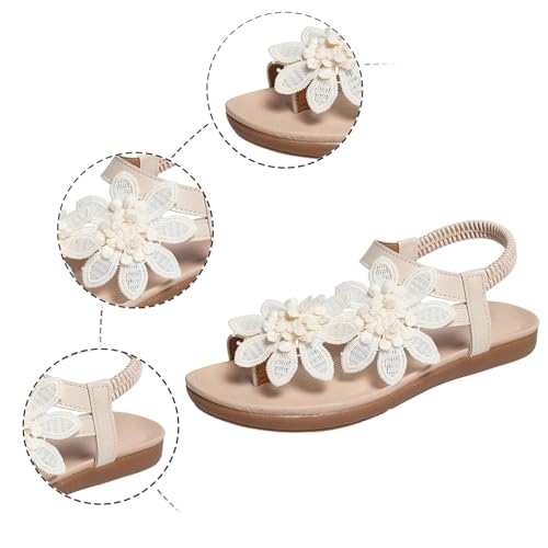 Sandales avec fleurs pour femme chaussures plates et légères confort d'été - 4