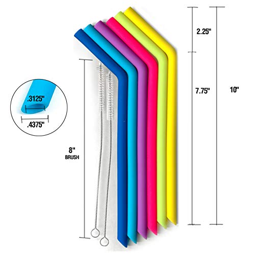Norpro 6 pitillos reutilizables de silicona con 2 cepillos miniatura 3