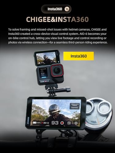 Image of CHIGEE AIO-6 MAX Motorcycle Carplay Android Auto GPS Navigation System, 2000nits,STARVIS HDR 6 inch LCD, 60FPS,5G Wi-Fi BT, IPX9 Waterproof, Support Siri Google Assistant, Dedicated App