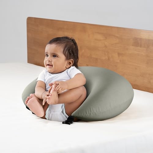 Image of Wakefit Nursing Pillow for Breastfeeding & Baby Care | 5 in 1 Feeding Pillow with Bamboo Waterproof Removable Cover | Super Soft & Machine Washable Waterproof Cover | Iron Grey