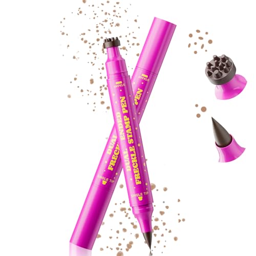 HOSAILY 2 in 1 Freckle Stamp Pen Waterproof for Natural Lifelike Faux Freckle Stamp Long Lasting...