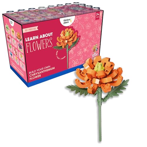 Image of STEM Chrysanthemum Flower Building Blocks Set (81 Pcs, 12-in-1) | DIY Flower Pen Stand Kit for Kids 6+ Years (Boys & Girls) | Creative Craft & Learning Toy | Ideal Gift for Kids