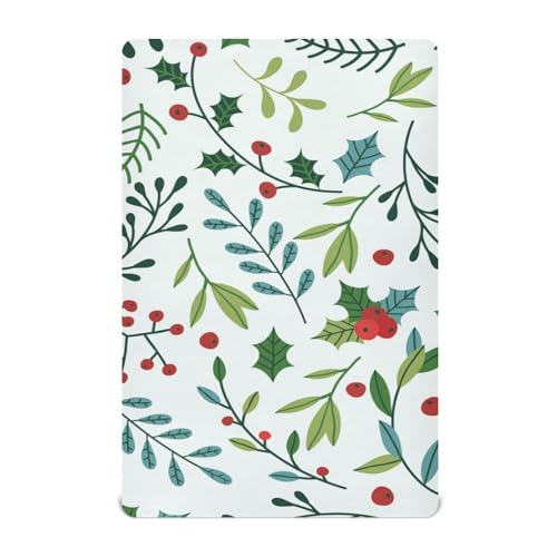 Moudou Christmas Spruce Branches Playard Sheet for Boy Girls, Soft Breathable Fitted Toddler Sheet for Standard Playard Bed Mattress, 39 x 27 x 5 Inch