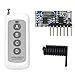 QIACHIP 433MHz Wireless Remote Control Switch Mini Receiver Built-in Learning Code 1527 Decoding 4 Channel Output with 656 FT Long-Distance Remote Control 4-Button Transmitter White