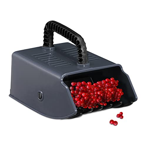 Relaxdays Peigne à myrtilles, récolteur de Baies, cueilleur de Cassis, de mûres, HxLxP : 11x10x16 cm, Plastique, Gris