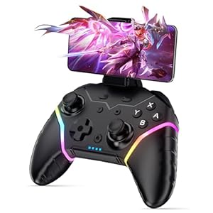Controlador de juegos móvil inalámbrico para iPhone/iOS/Android/Switch/portátil, con cable para PC/Steam, controlador de teléfono celular Gamepad con luces programables, turbo, vibración, giroscopio