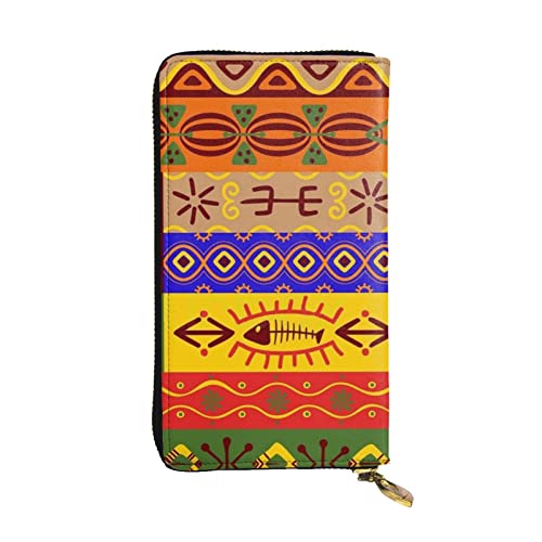 Portefeuille femme en cuir de cochon d'Inde aux motifs ethniques africains