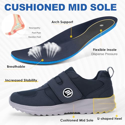 HiGropcore Diabetic Shoes for Women Men Wide Width Adjustable Walking Shoes Arch Support Orthopedic Edema Diabetic Shoes for Swollen Feet Neuropathy Fasciitis4