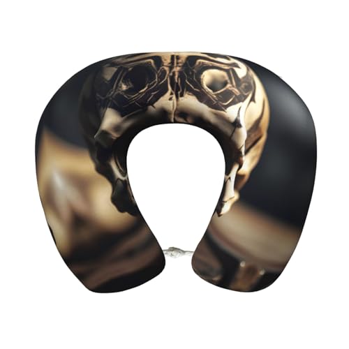 Almohada de Viaje con Estampado Calavera Negro miniatura 1