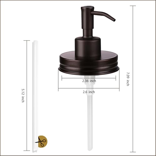 Image of Amolliar Mason Jar Liquid Soap Dispenser Pump, Rustproof Stainless Steel Lid, Refillable Soap Pump for Kitchen, Bathroom, Hand, Dish, Lotion Soap Pump Replacement, Cute Farmhouse Decor, Bronze 2 Pack