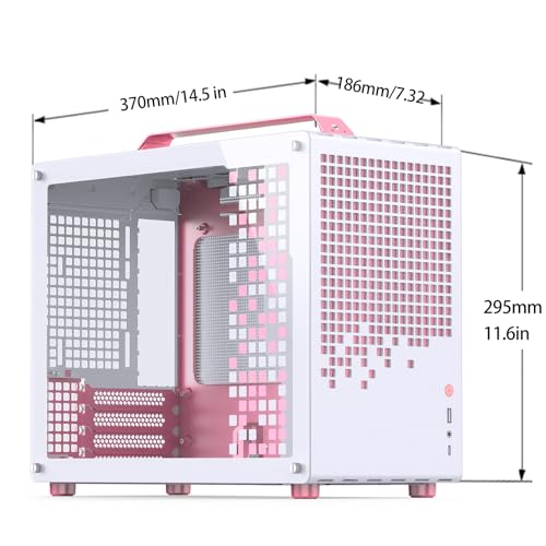 Image of JONSBO /JONSPLUS Z20 Pink /White Micro-ATX Mini Tower Pc Case,with Detachable Carrying Handle, Mini Size, High-Performance Hardware Compatible, Support 240AIO, H160mm Cooler