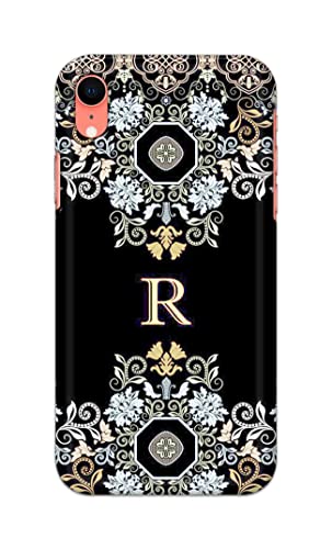 Image of PRINTFIDAA Name II Initial II Letter Floral Pattern Alphabet R Printed Designer Hard Back Case Cover for Apple iPhone XR (6.1 inch), A2105, A1984, A2107, A2108 -(TI) MVN1007