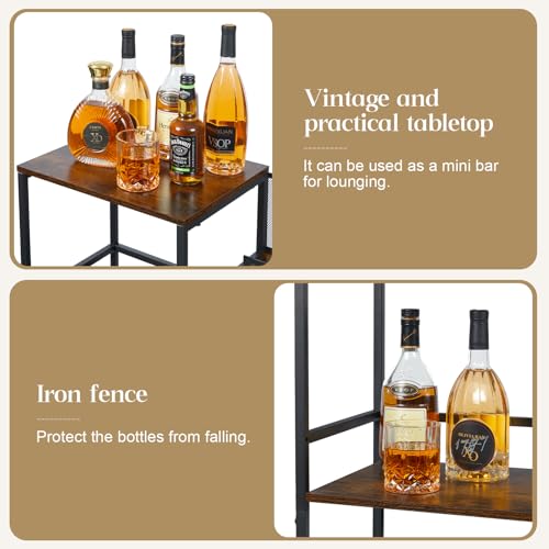 Hayexiha Liquor Stand for Home Bar, 3-Tier Trapezoid Wine Rack Freestanding Floor for Liquor Whiskey Wine, Mini Bar Table for Liquor Bottles, Versatile Liquor Cabinet with Fences (Patent Pending)