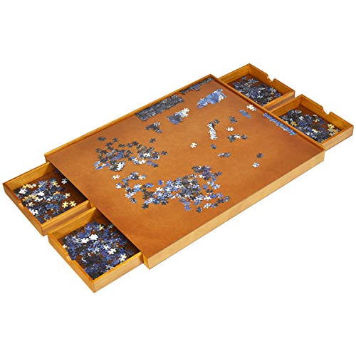 Plateau de puzzle 1500 pièces LIFEZEAL avec rangement et tiroirs de tri en bois