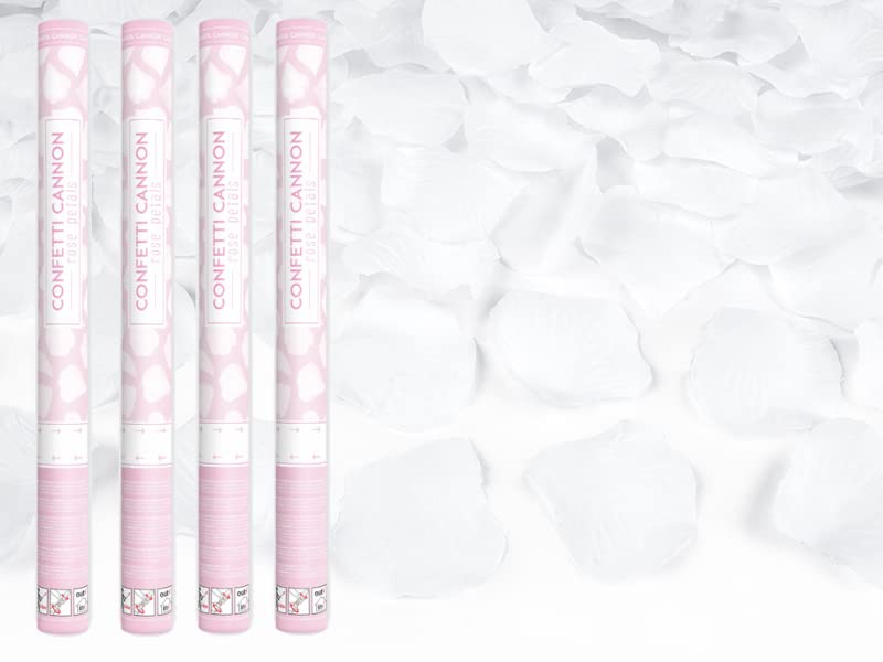 80 cm, 4 pétalos de rosa de cañón de confeti, corazones, bodas, cumpleaños, aniversarios, baby shower, suministros de fiesta, 80 cm (pétalos blancos)