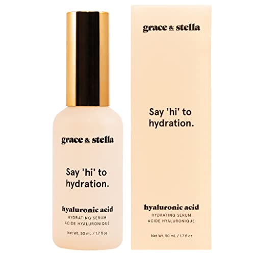 grace & stella Award Winning Hyaluronic Acid Serum (50ml), Anti-Aging Serum with Hydrating and Brightening Properties