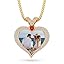 33 Heart 3 Layer Gemstons(Gold)+Cuban Chain