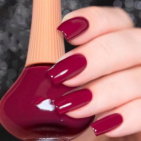 COSMOO 12ml Indian Rose Nail Polish, Rose Red Quick Dry Nail Lacquer for Nail Art Varnish, 0.41 fl oz Cover