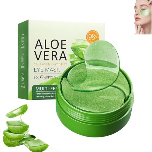 60 Pcs Under Eye Gel Patches, Aloe Vera Gel Eye Mask Skin Care,Puffy Eyes,Undereye Bags,Wrinkles,Collagen Masks Skincare,for Men and Women Gel Pads