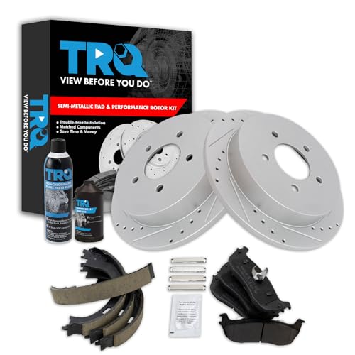 Image of TRQ Performance Rear Brake Pad & Rotor Kit Compatible with 1997-2004 Ford 1998-2002 Lincoln
