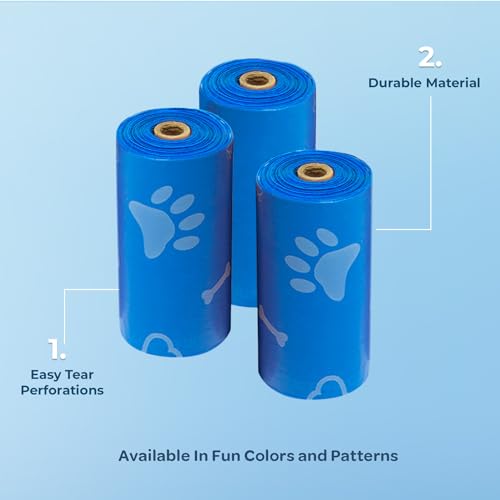 Image of Best Pet Supplies Dog Poop Bags, Rip-Resistant and Doggie Waste Bag Refills with d2w Controlled-Life Plastic Technology - Pack of 150, Blue (Unscented)