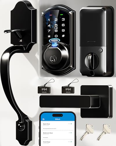 Veise VE07-H Fingerprint Smart Locks for Front Door with Handle Set, App Control, Keyless Entry...