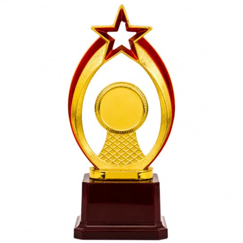 Image of High Star Trophy with Fiber Finish- 26cm, Customized Multipurpose Gold Winner Trophy for Events & Ceremonies, Best Events Trophy, Appreciation Gift (Size: 26cm x 6cm x 6cm)