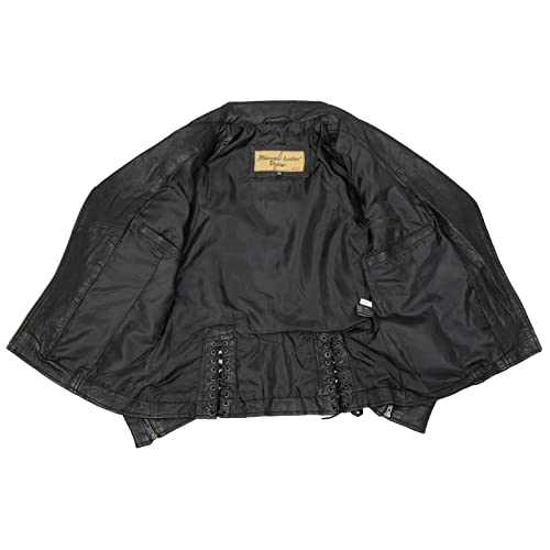 Milwaukee Leather Black Vintage Motorcycle Inspired Vegan Tan Fashion Leather Jacket for Women SFL28122