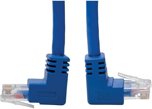 Miniatura 7 de Tripp Lite Cable Patch Cat6 UTP en ángulo recto (RJ45), MM, Gigabit, moldeado, azul, 1 pie (N204-001-BL-RA)