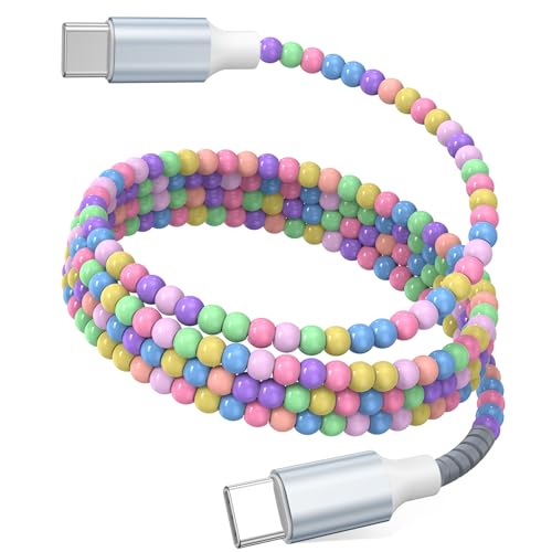 Cable USB C 1M, 60W Carga Rápida Cable de Carga con Cuentas para Niña Mujer Regalo para iPhone 17 Pro Max 16 15 iPad para Samsung S25 Ultra S24 S23 A56 A16 para Laptop Teléfono Android Adorable Color Cable USB C 1M, 60W Carga Rápida Cable de Carga con Cuentas para Niña Mujer Regalo para iPhone 17 Pro Max 16 15 iPad para Samsung S25 Ultra S24 S23 A56 A16 para Laptop Teléfono Android Adorable Color