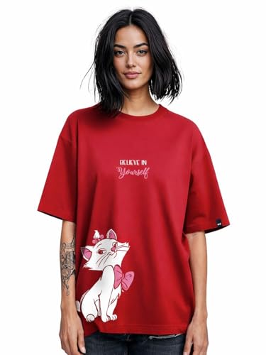 Image of Bewakoof Women's Cotton Oversized Fit Half Sleeve Round Neck T-Shirt | Casual wear | Streetwear | Oversized Tshirt for Woman Cotton| Baggy
