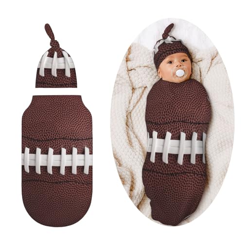 Image of Football Swaddle Blankets Soft Receiving Blanket Baby Swaddle Wrap for Baby Girls Boys