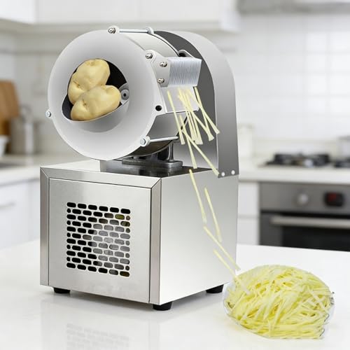 Máquina cortadora eléctrica de verduras, trituradora de acero inoxidable de 180 W con capacidad de 200 kg/h, grosor de rebanada ajustable