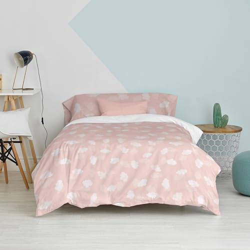 Funda nórdica nubes rosa 155x220 cm transpirable y suave para cama de 80 4