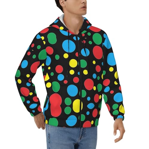 Sweat à capuche zippé homme Twister motif pois veste casual coton manche longue
