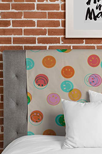 Image of Society6 Doodle by Meg Smiley Face Stamp Print Tapestry, 60 in x 80 in, Multi