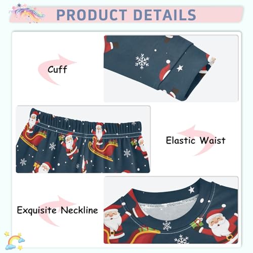 Pajama Sets Long Sleeve Santa Claus Snowflake Soft Comfy Sleepwear 2 Piece PJS 3-8T4