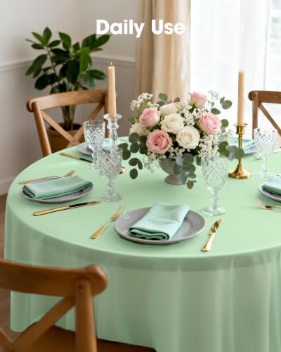 Image of Pureegg Plastic Table Cloth Disposable 84 Inch Round 10 Pack, Sage Green