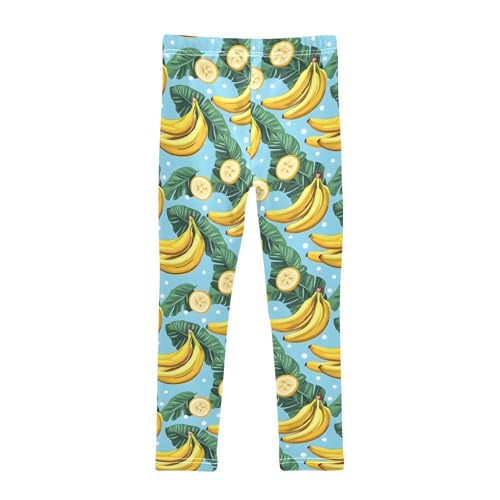 Banana Fruit Green Leaves Girls Leggings Soft Stretch Workout Yoga Dance Pants for Kids Casual Tights2