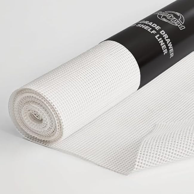 Silicone Non-Slip Shelf Liner - 1 x 12 FT - Drawer Liner, Durable Grip Liner for Kitchen Cabinets, Fridges, Desks